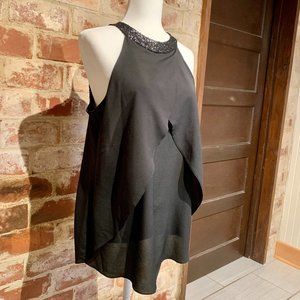 Bisou Bisou black sequin collared top I Size M